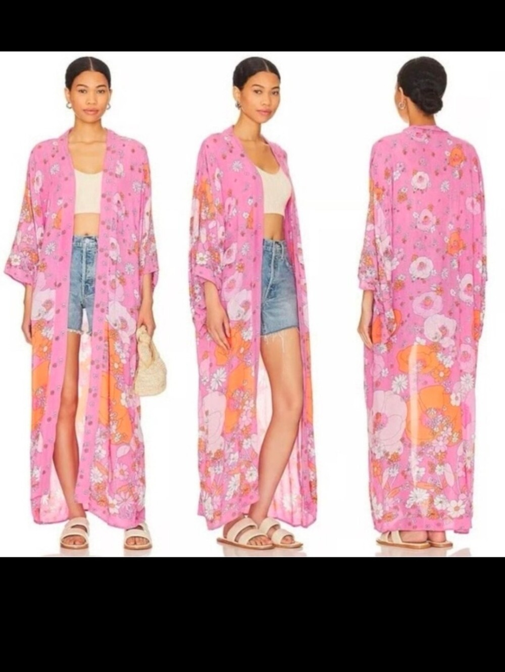 LIKE NEW Women's Free People Hidden Hills Maxi Kimono Duster Cardigan One Size